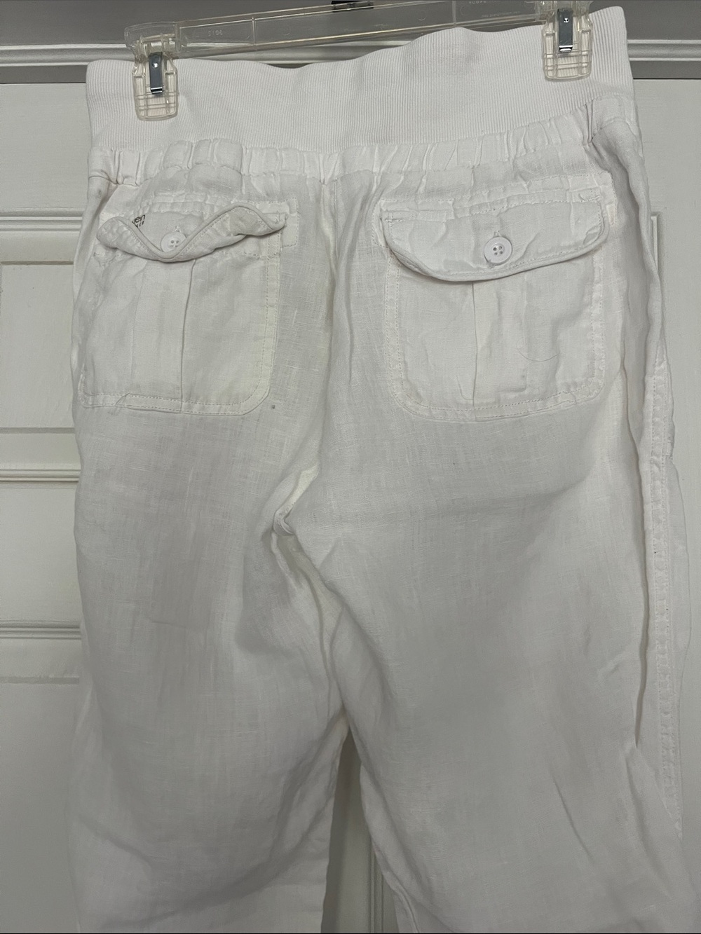 White Linen Drawstring Pants - Picture 2 of 2